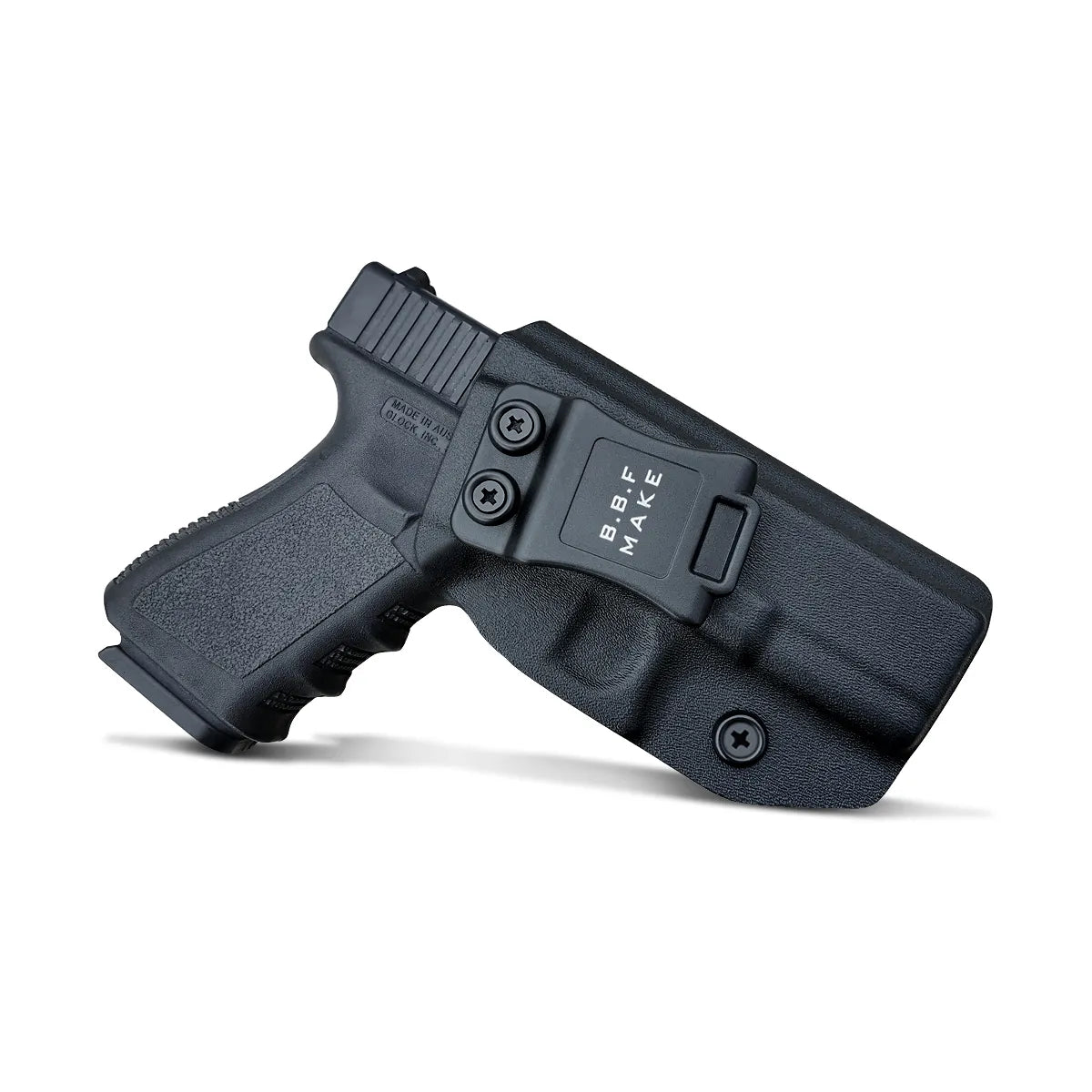 Glock 19-45 IWB Kydex Covert Concealed Holster IWB / OWB Kydex Holster for Glock 19-45 IWB Kydex Covert Concealed Pistol Accessories- Inside / Outside Waistband Concealed Carry - Adj. Width Height Retention Cant, Cover Mag-Button, Entrance Widened.