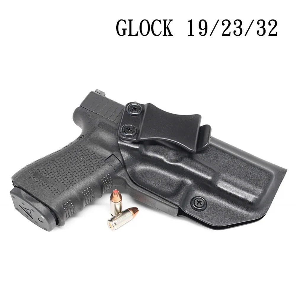 IWB Kydex Holster Fits: Glock 19 19X 25 44 45 (Gen 1 2 3 4 5) & Glock 23 32 (Gen 3 4) - Inside Waistband Concealed Carry Holster for G19 G19x G23 G25 G44 G45 9mm (Black, Right)