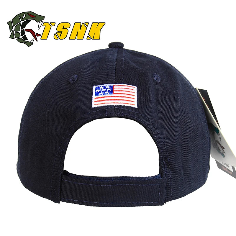 American Tactical Punisher Sniper Cotton Baseball Cap Patriotic Military Police Hat for Men or Women, Adjustable Design, Decorated with Punisher Embossed Logo