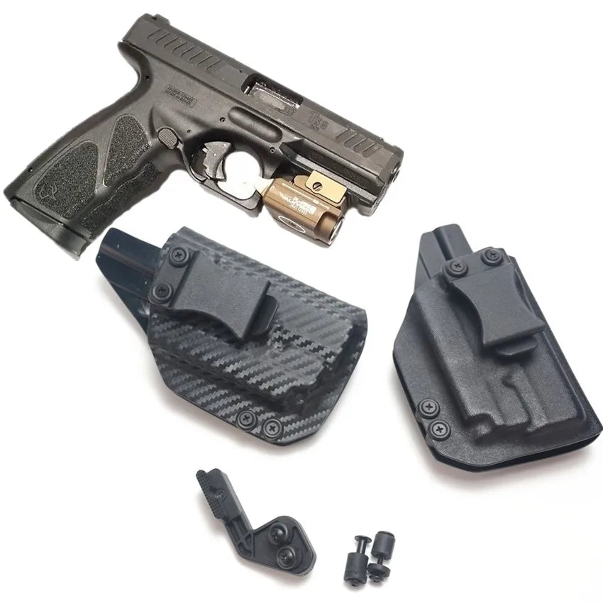 Taurus 9MM (IWB) Inside Waistband Kydex Covert Carry Holster | Posi Click Ready | IWB Concealed Kydex Holster | Carbon Fiber or Kydex | Concealed Black W/Flashlight Case