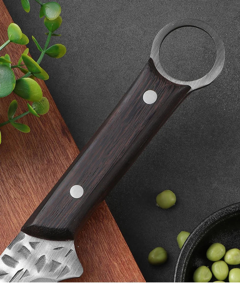 Hand Forged Camping Boning Knife Handmade Japanese Steel Kitchen Knife Meat Vegetable Cutting Knife Caveman Knife for Camping & Outdoor