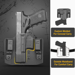 OWB Kydex Holster Fits: Glock 17 22 31丨Glock 19 19X 23 32 44 45丨M&P 9 40 45, SD9VE SD40VE丨CZ P-07丨P320 Compact, M18,XCarry, XCompact. OWB Holster for Concealed Carry, Adjustable Retention-Right Hand