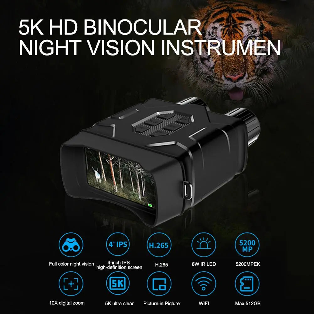 5K Vision Night Goggles, 800M Night Vision Goggles IPS 5K Ultra High Definition 10X Digital Zoom Infrared WiFi Binoculars Telescope for Hunting Camping Night Vision Device